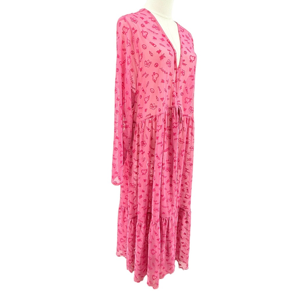 Torrid X Betsey Johnson Womens Maxi Dress Mesh Flocked Duster Swim Coverup 2x - Picture 4 of 8